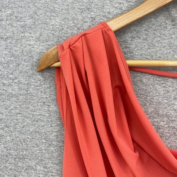 Fredericks of Hollywood Top Womens Small Peach Draped Blouse Career Sleeveless - Picture 5 of 10